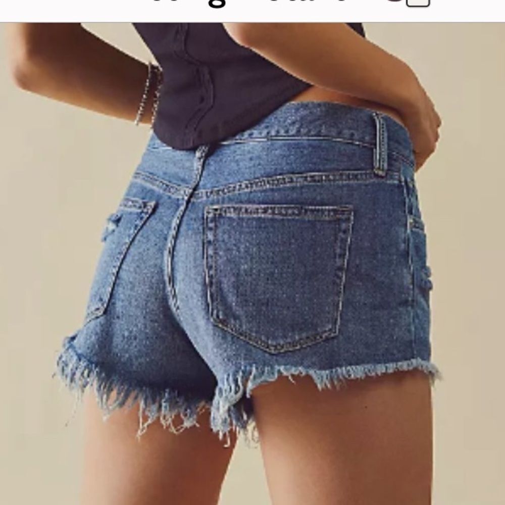 We The Free Distressed High-Rise Blue Denim Jean Shorts